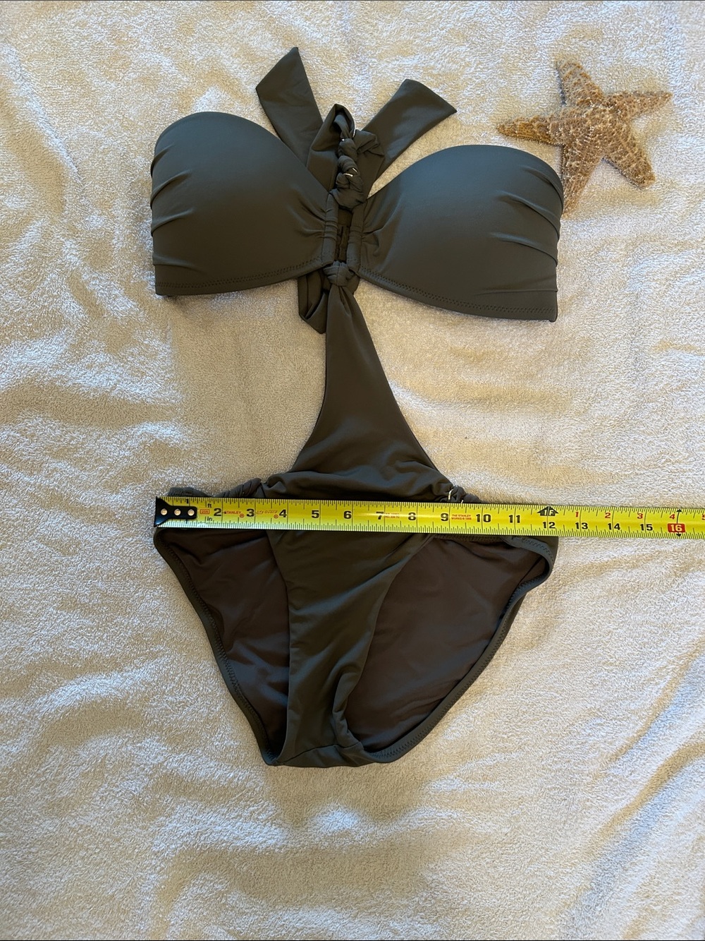 Aubade Olive Green womens One-Piece Swimsuit with Halter Tie - Picture 11 of 11